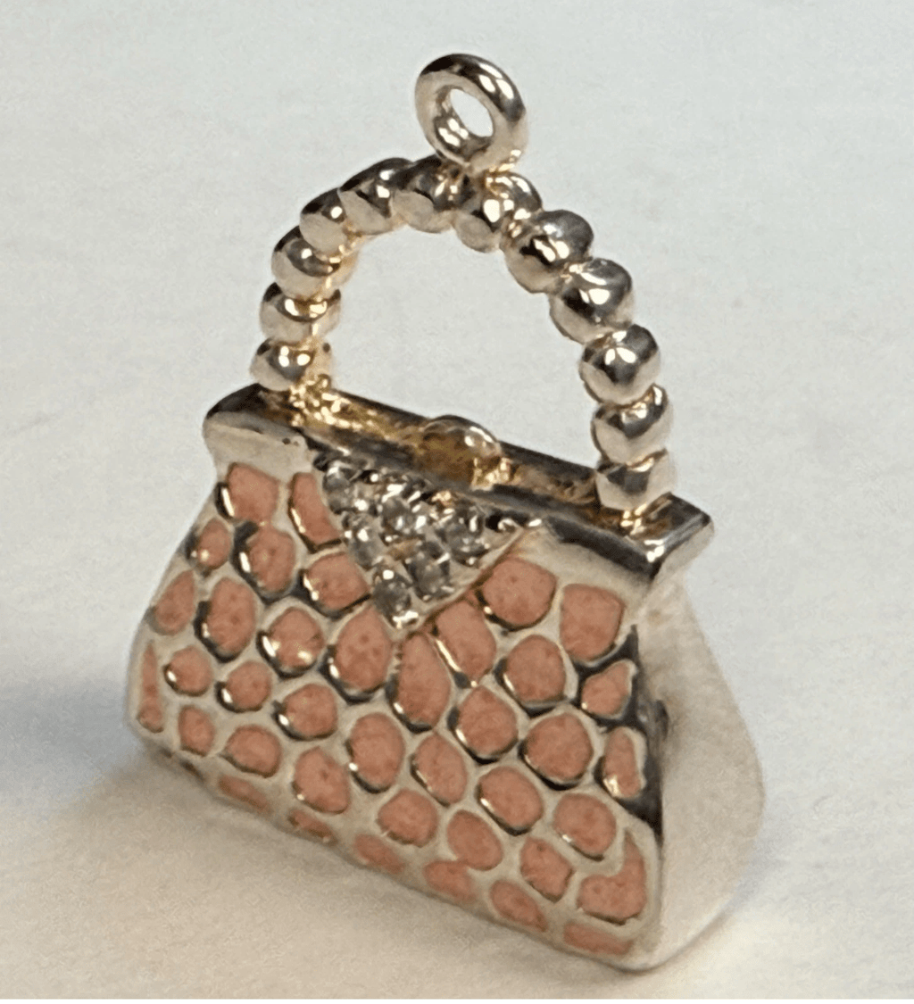 Vintage Tiffany & Co. Elsa Peretti Purse Handbag Pendant Pink Enamel Sterling Silver 8.4g - Coyle Fine Jewelry & Timepieces