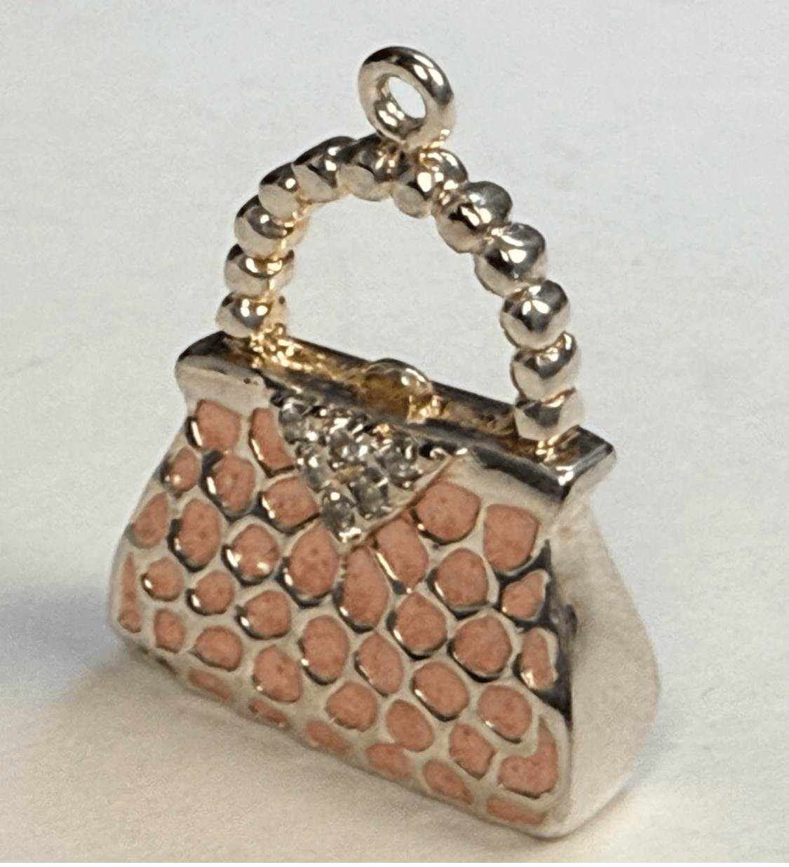 Vintage Tiffany & Co. Elsa Peretti Purse Handbag Pendant Pink Enamel Sterling Silver 8.4g - Coyle Fine Jewelry & Timepieces
