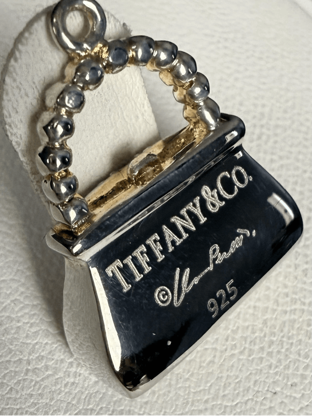 Vintage Tiffany & Co. Elsa Peretti Purse Handbag Pendant Pink Enamel Sterling Silver 8.4g - Coyle Fine Jewelry & Timepieces
