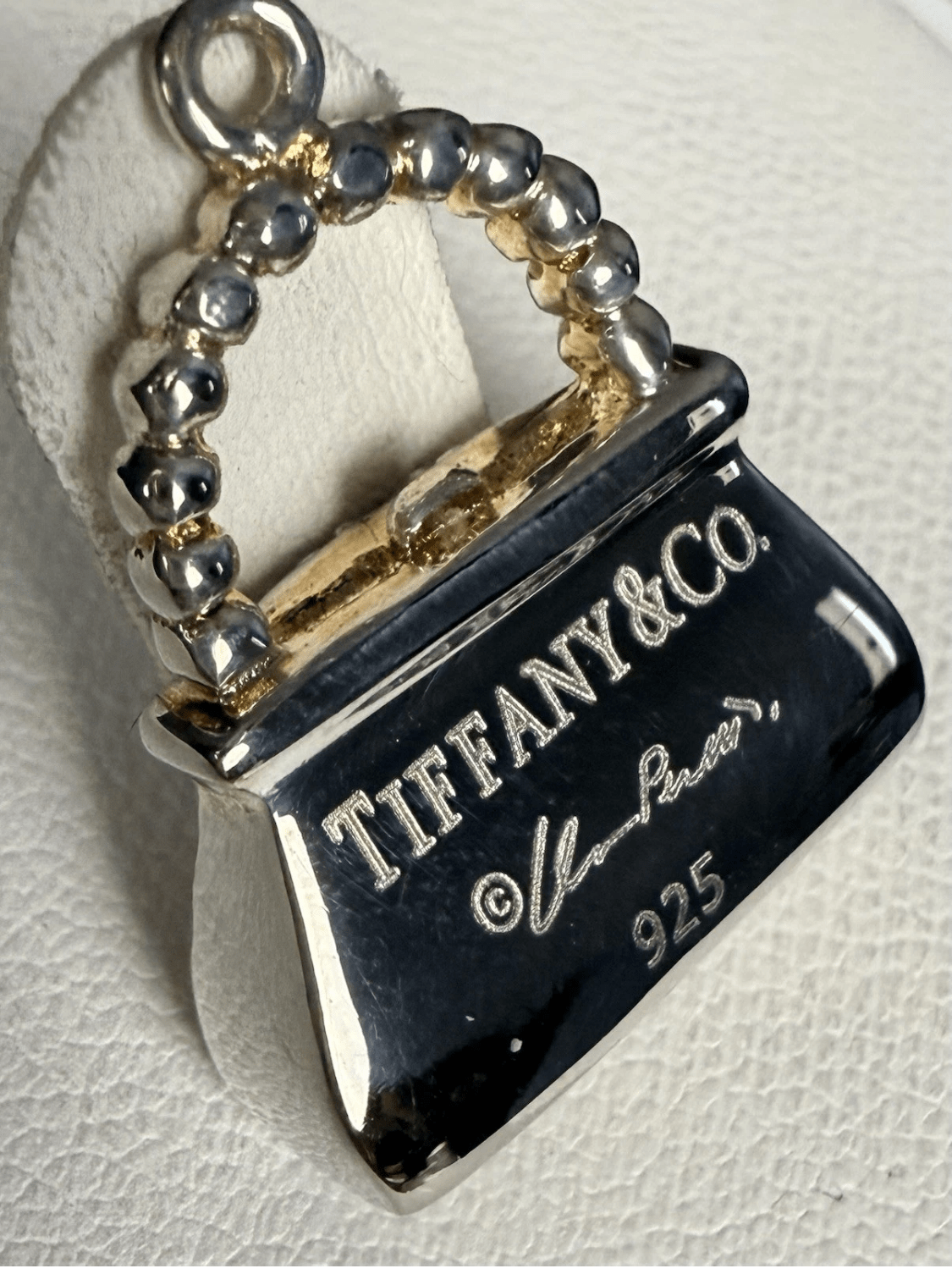 Vintage Tiffany & Co. Elsa Peretti Purse Handbag Pendant Pink Enamel Sterling Silver 8.4g - Coyle Fine Jewelry & Timepieces