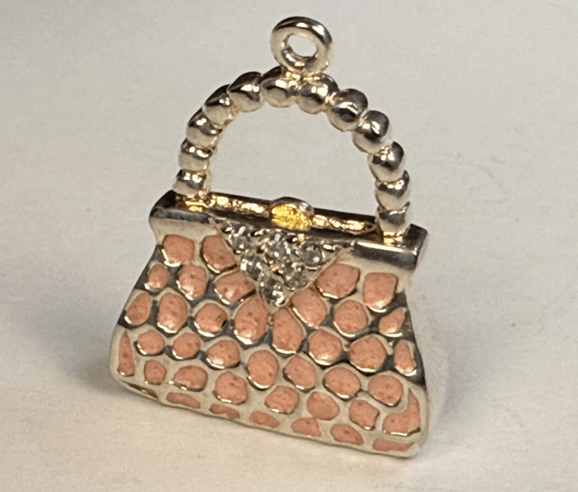 Vintage Tiffany & Co. Elsa Peretti Purse Handbag Pendant Pink Enamel Sterling Silver 8.4g - Coyle Fine Jewelry & Timepieces