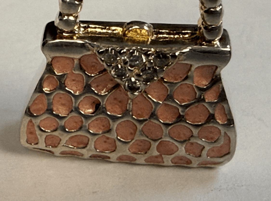Vintage Tiffany & Co. Elsa Peretti Purse Handbag Pendant Pink Enamel Sterling Silver 8.4g - Coyle Fine Jewelry & Timepieces